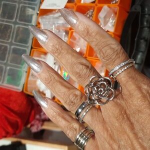 MASSIVE GENUINE SOLID STERLING SILVER 3D Open Work Rose 🌹 RING SZ 8